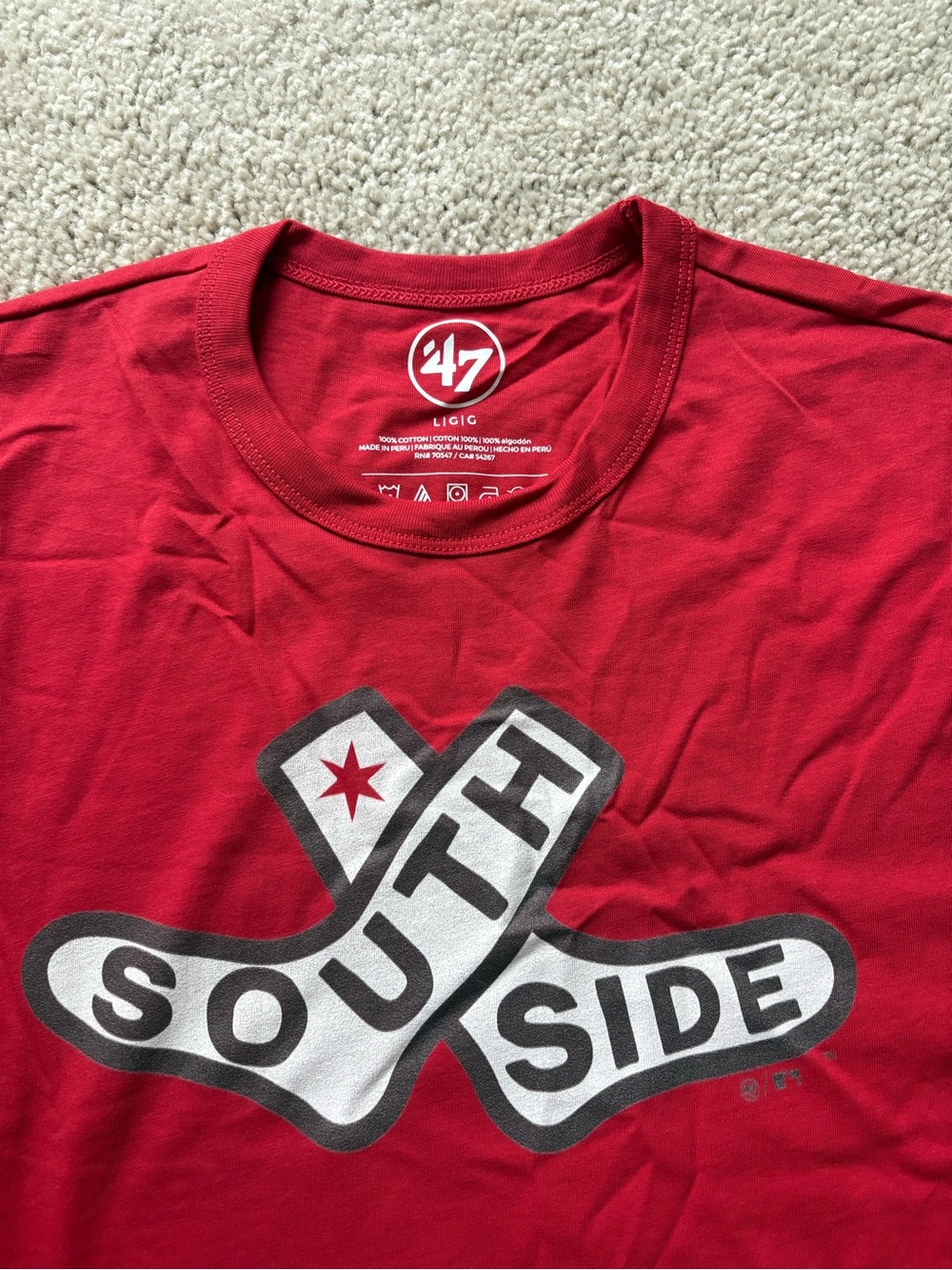 47 Men's Red Chicago white Sox South Side Graphic Tee with White & Black Logo